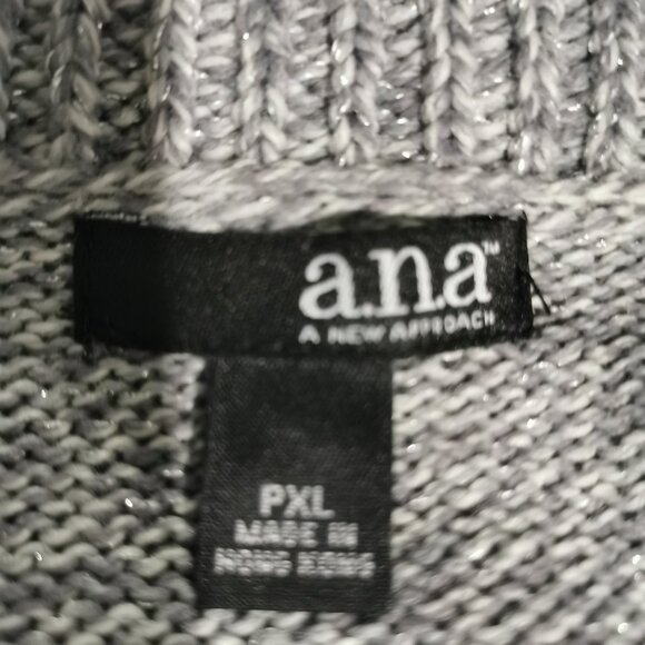 Grey Turtleneck with Metallic Thread Accent Throughout Size XLP EUC #177 - Picture 4 of 7